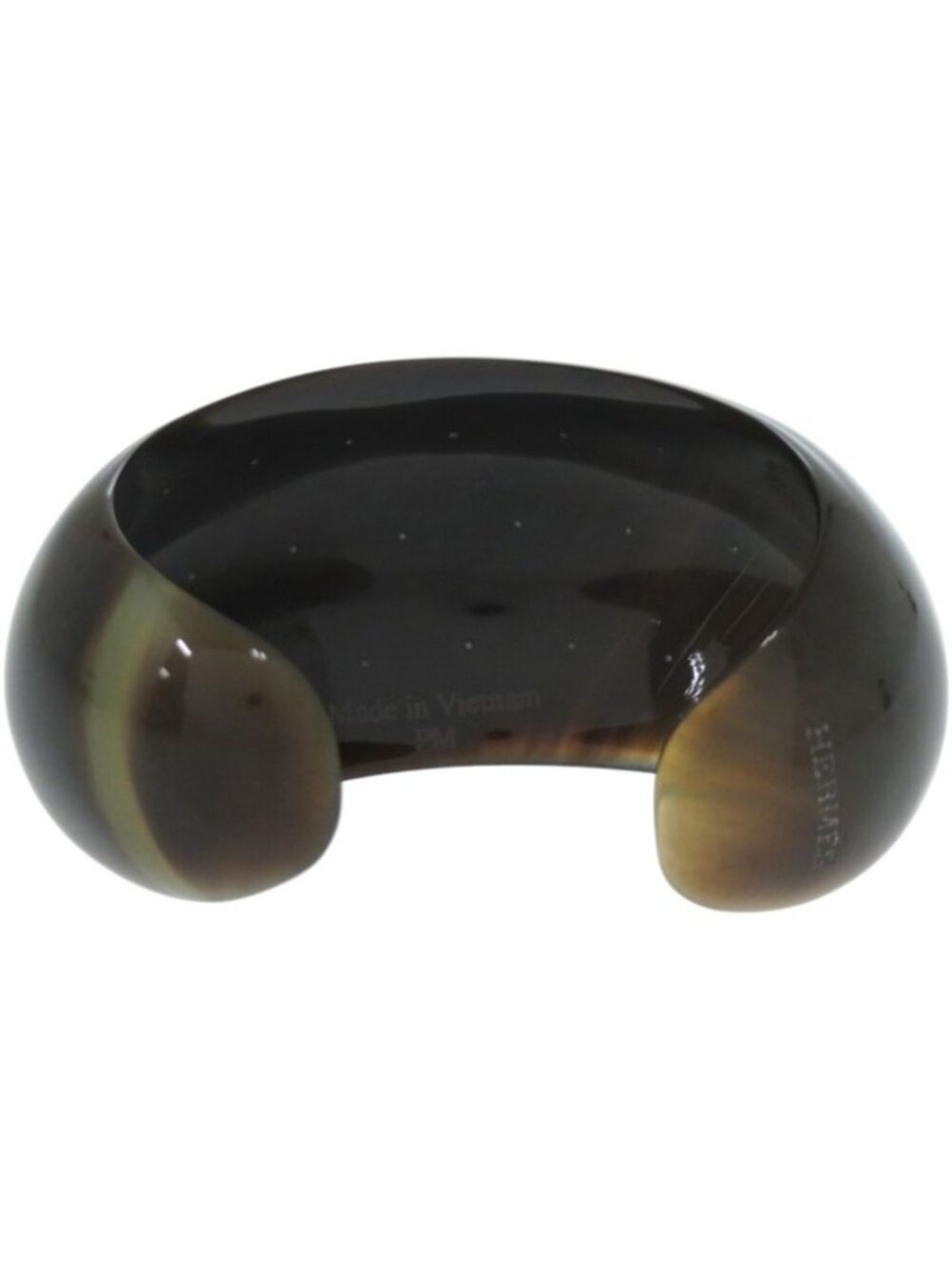 Hermes Studs Buffalo Horn Brown Bangle - Picture 3 of 7